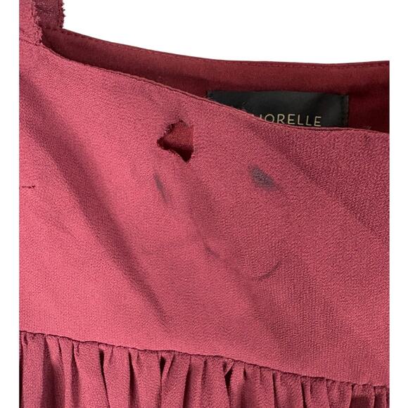 MAJORELLE Chandra Mini Dress Ruffle Trim Party Evening Babydoll Oxblood XS - Picture 6 of 10